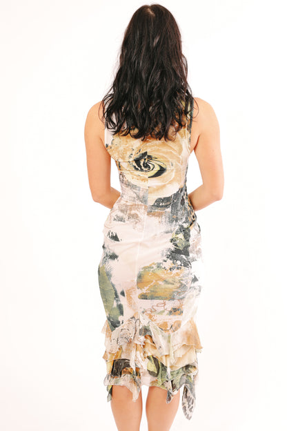Roberto Cavalli Floral and Leopard Print Dress