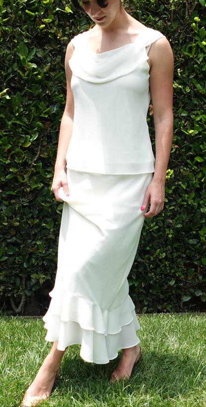 Vintage White Skirt and Top Set